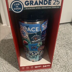 Life Is Good Stainless Steel Tumbler with Colorful Graphics